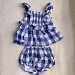 Old Navy Blue plaid top and bloomer, sz 12-18 months